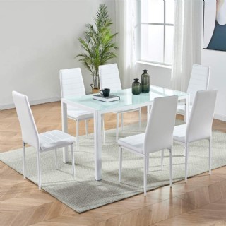 Beyaz Masa Sandalye Camlı Yemek Masası Sandalye Mutfak Masası